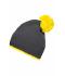 Unisex Pompon Hat with Contrast Stripe Carbon/yellow 8110