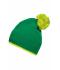 Unisex Pompon Hat with Contrast Stripe Green/acid-yellow 8110