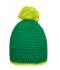 Unisex Pompon Hat with Contrast Stripe Green/acid-yellow 8110
