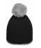 Unisex Pompon Hat with Contrast Stripe Black/light-grey 8110