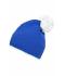 Unisex Pompon Hat with Contrast Stripe Blue/white 8110