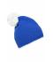 Unisex Pompon Hat with Contrast Stripe Blue/white 8110
