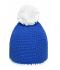 Unisex Pompon Hat with Contrast Stripe Blue/white 8110