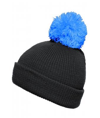 Unisex Pompon Hat with Brim Black/pacific 8120