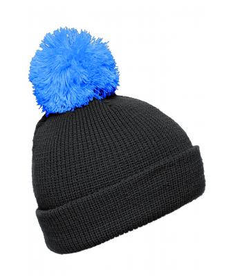 Unisex Pompon Hat with Brim Black/pacific 8120