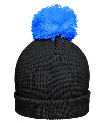 Unisex Pompon Hat with Brim Black/pacific 8120