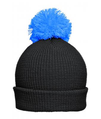 Unisex Pompon Hat with Brim Black/pacific 8120