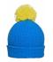 Unisex Pompon Hat with Brim Azur/yellow 8120