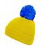 Unisex Pompon hat with brim Geel/azure 8120