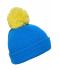Unisex Pompon Hat with Brim Azur/yellow 8120