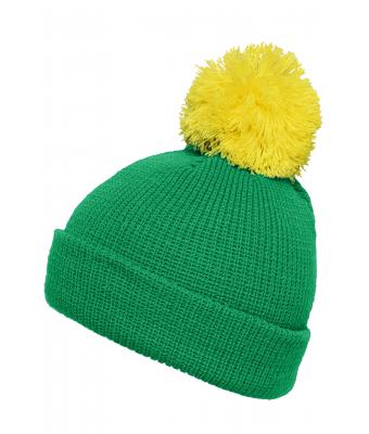 Unisex Pompon hat with brim Varengroen/geel 8120
