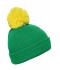 Unisex Pompon hat with brim Varengroen/geel 8120