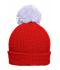 Unisex Pompon hat with brim Tomaat/zilver 8120