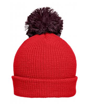 Unisex Pompon Hat with Brim Berry/maroon 8120
