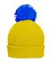 Unisex Pompon hat with brim Geel/azure 8120