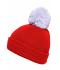 Unisex Pompon hat with brim Tomaat/zilver 8120