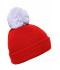 Unisex Pompon hat with brim Tomaat/zilver 8120