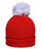 Unisex Pompon hat with brim Tomaat/zilver 8120