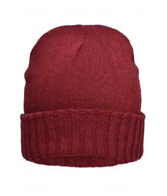 Unisexe Bonnet tricoté mélange basique Rouge-foncé 8244