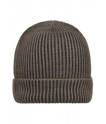 Unisex Ribbed Beanie Dark-olive/anthracite 8320