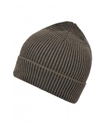 Unisex Ribbed Beanie Donker-olijf/antraciet 8320