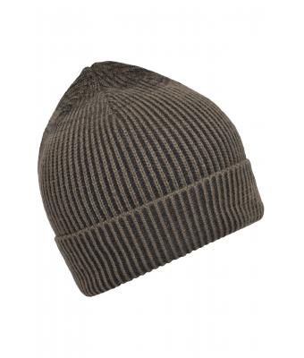 Unisex Ribbed Beanie Donker-olijf/antraciet 8320