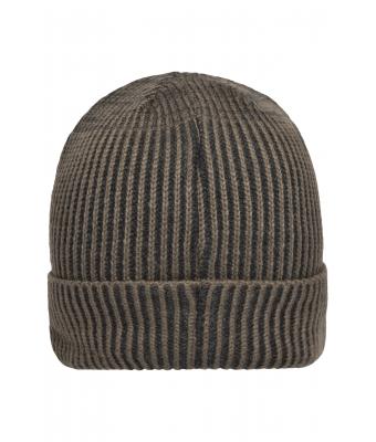 Unisex Ribbed Beanie Donker-olijf/antraciet 8320