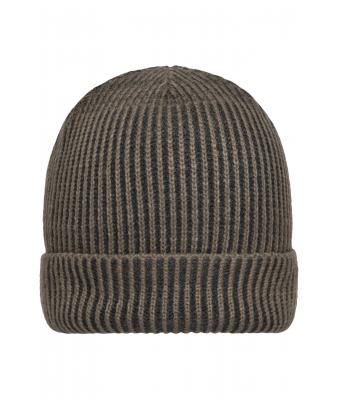 Unisex Ribbed Beanie Donker-olijf/antraciet 8320