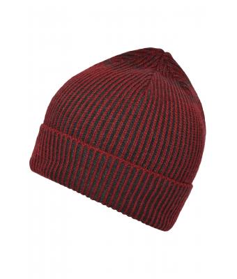 Unisex Ribbed Beanie Dark-red/anthracite 8320