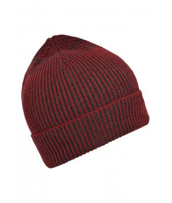 Unisex Ribbed Beanie Donkerrood/antraciet 8320