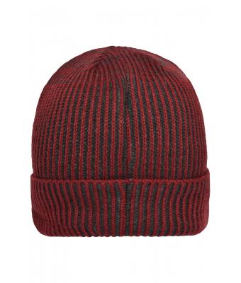 Unisex Ribbed Beanie Dark-red/anthracite 8320