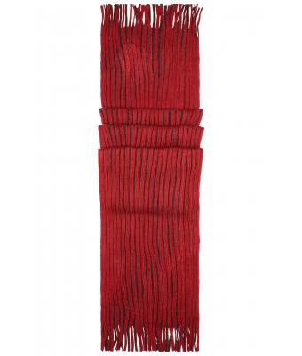 Unisexe Écharpe bord-côte strié Rouge-foncé/anthracite 8321