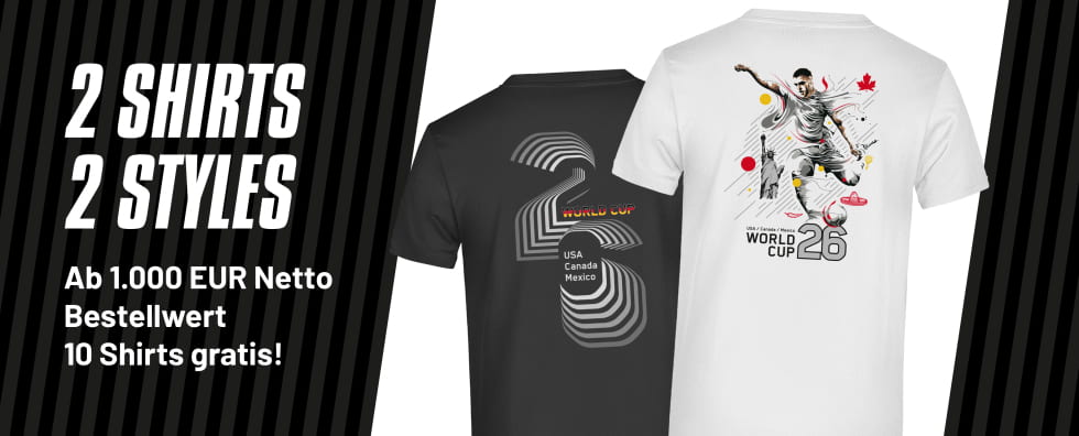 WM Aktion mit 10 gratis Shirts ab Bestellwert 1.000 € netto