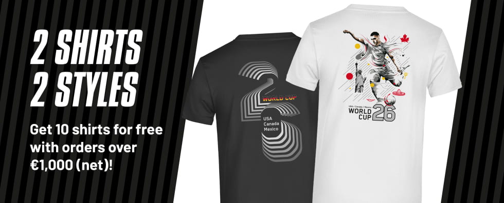 World Cup promotion: 10 free T-shirts with orders of €1,000 net or more