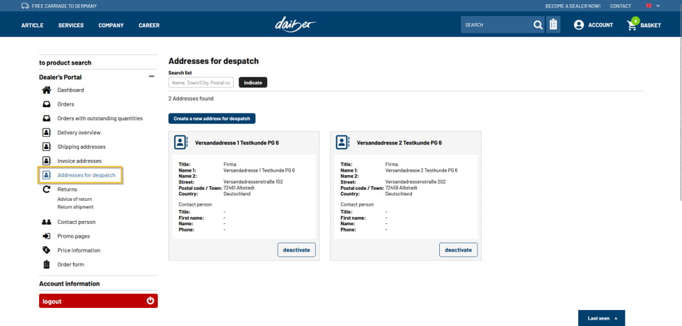 Manage the shipping addresses of your customers