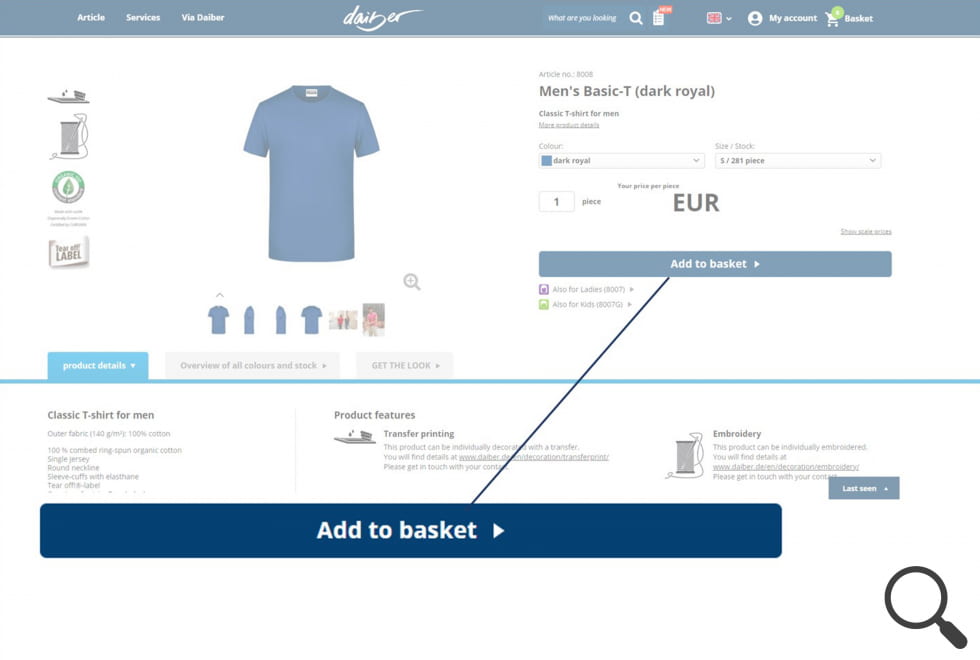Customization: product detail page