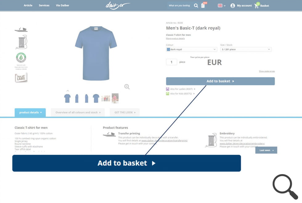 Customization: product detail page