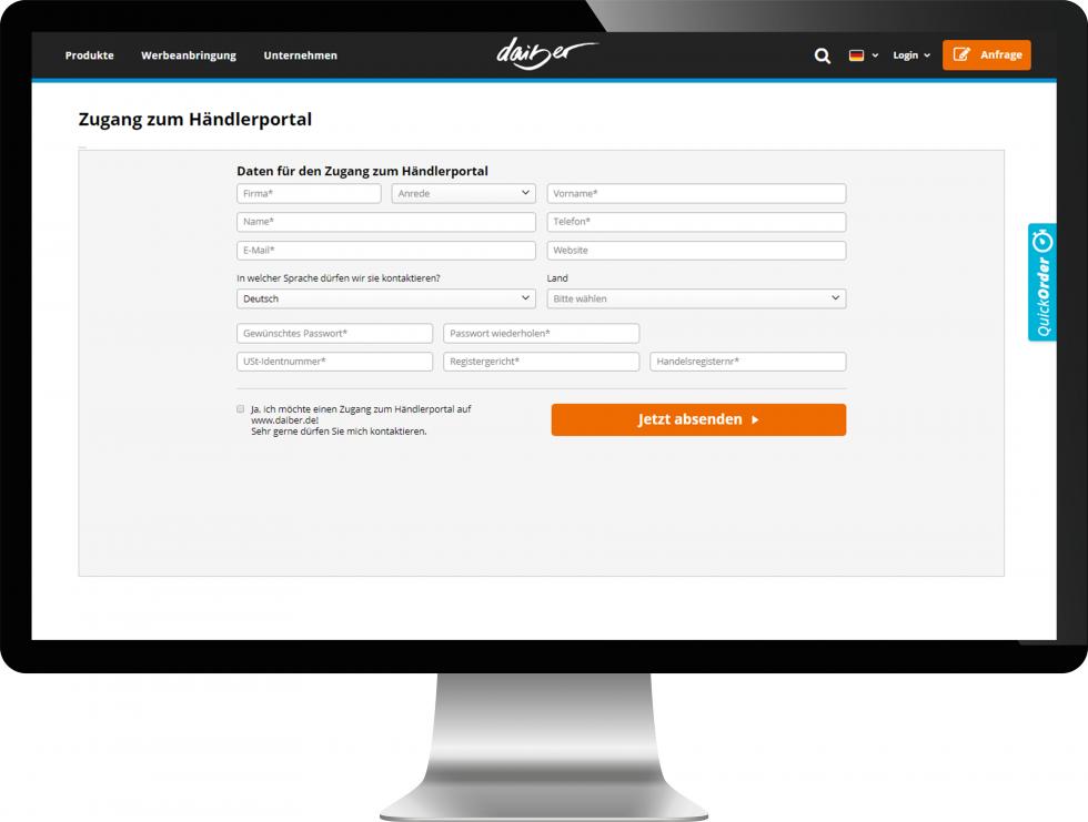 Zugang zum Händlerportal mit Ihren Logindaten