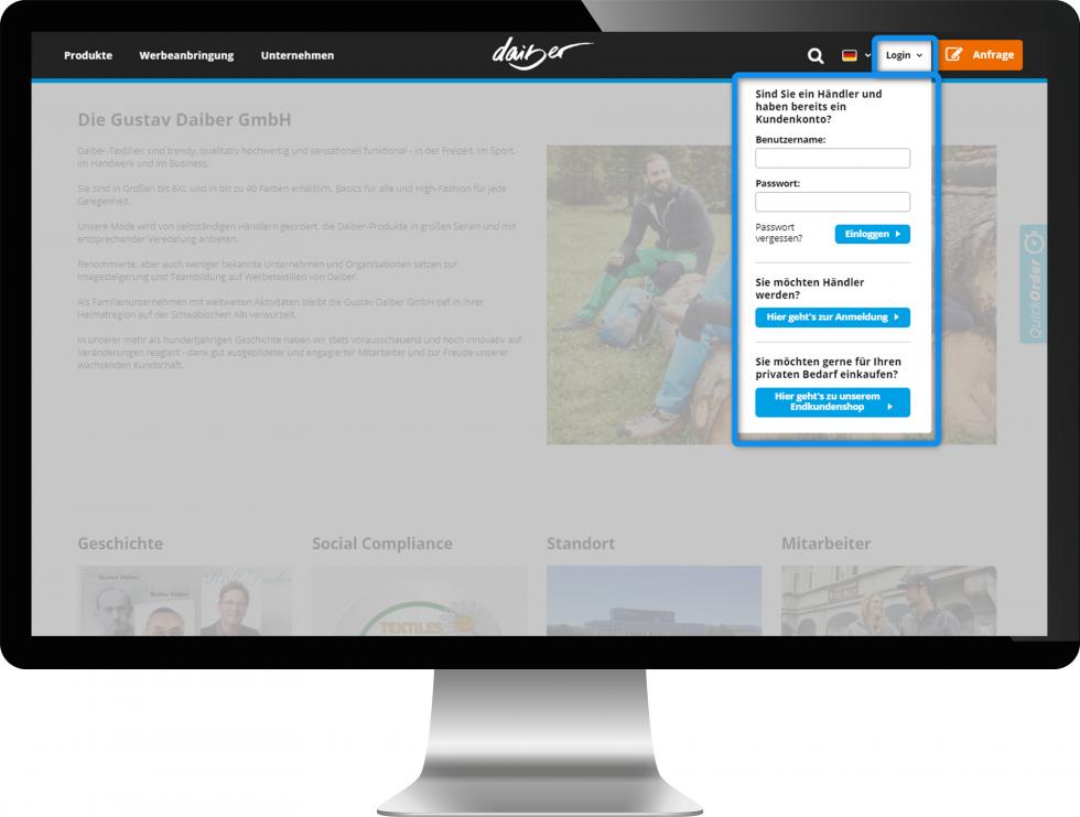Login in den Kundenbereich