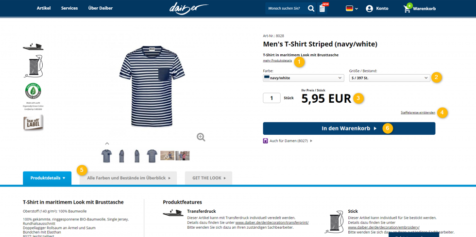 Auf der Produktdetailseite finden Sie alle Details und Informationen zum Produkt.