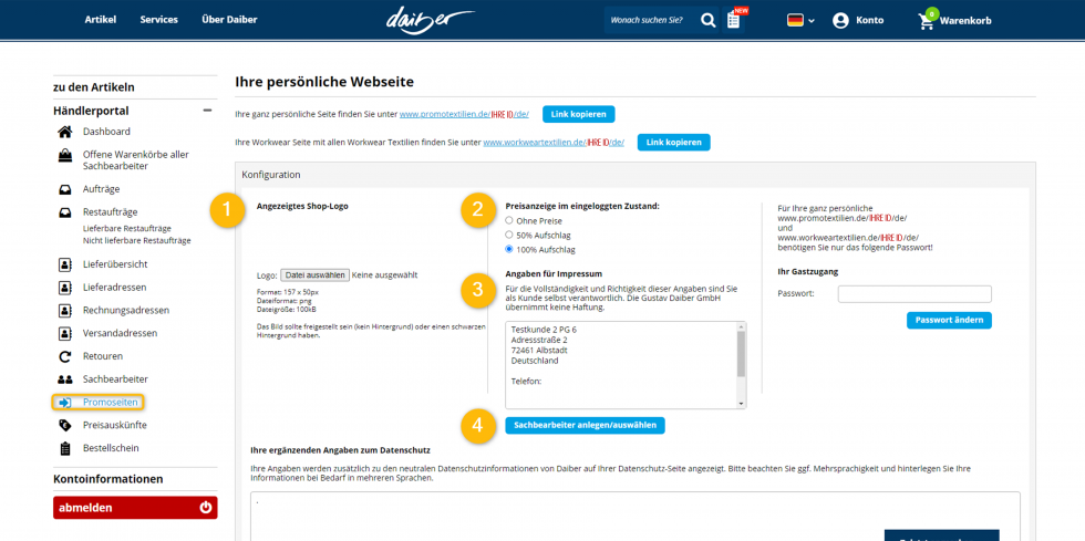 Promoseite für Ihre Kunden